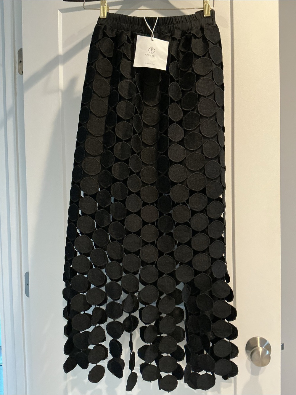Cecilia Prado Black Circle Appliqué Maxi Skirt